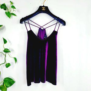 SNAP Purple Eggplant Velvet Double Strap‎ Strappy Flowy Sleeveless Top SMALL